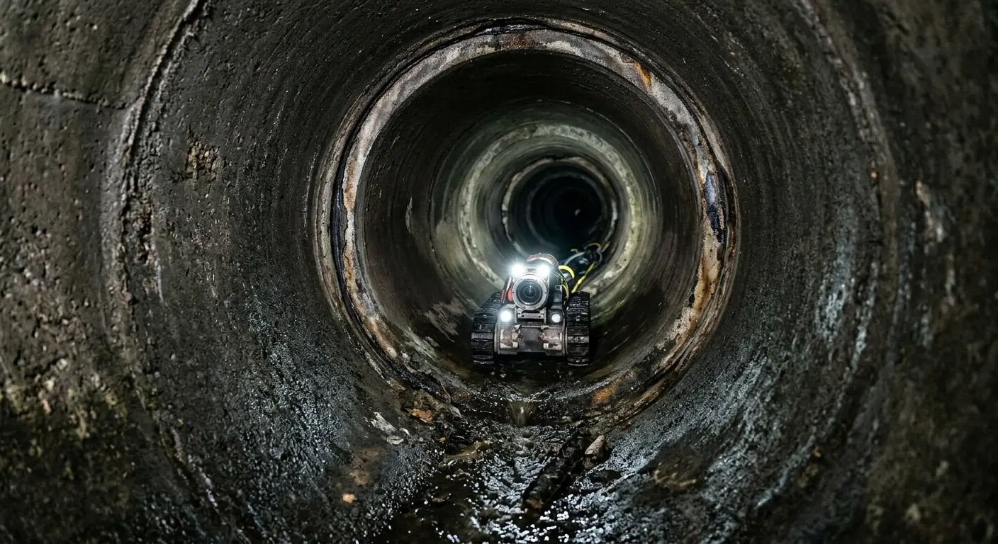 Robotic sewer camera inspecting pipe interior for Sewer Line Cleaning in Winterset